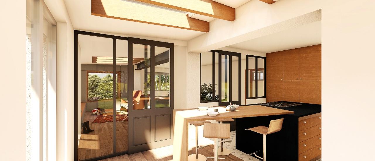 Agrandissement et ré-aménagement intérieur d'un pavillon (76)