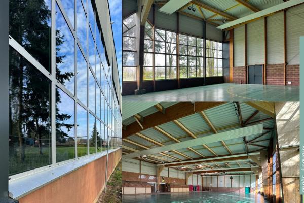 Reconstruction partielle & reprises de charpente du gymnase Anquetil après sinistre à Bosroumois (27)