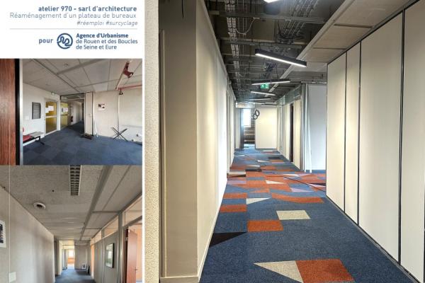 Transformation et aménagement d'un plateau de bureaux pour l'Agence d'urbanisme de Rouen et des Boucles de Seine et Eure à Rouen (76)