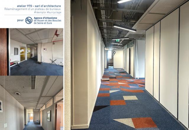 Transformation et aménagement d'un plateau de bureaux pour l'Agence d'urbanisme de Rouen et des Boucles de Seine et Eure à Rouen (76)