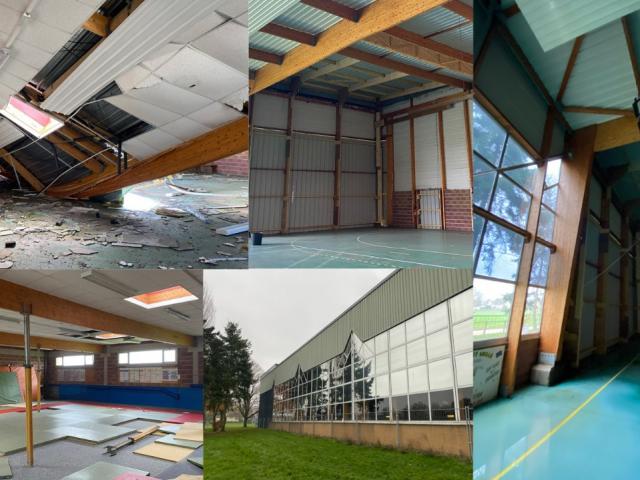 Reconstruction partielle & reprises de charpente du gymnase Anquetil après sinistre à Bosroumois (27)
