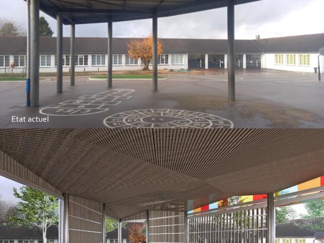 Renaturation des cours d'école & construction/réhabilitation de préaux à Houppeville (76)